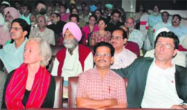 A section of delegates at an international conference on Emerging trends in landscape architecture in Chandigarh on Sunday. 