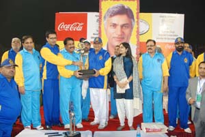 Leaders at the award ceremony of Surender Singh Memorial Cricket Match in Gurgaon on Saturday. 