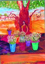 The Flower Seller, an artwork by Sipra Dattagupta 