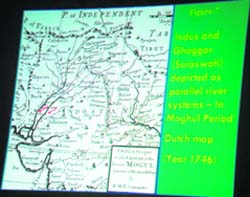 A map showing the path of the Saraswati 