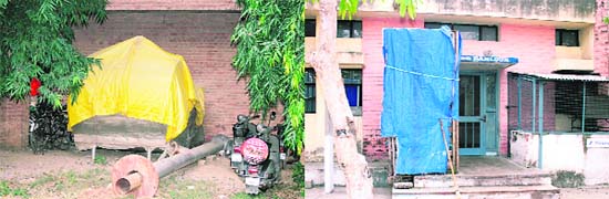 Non-functional machinery covered with plastic sheets in Ludhiana