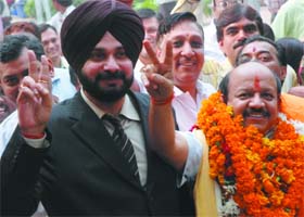 Harsh Vardhan after filing his papers in New Delhi