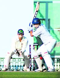 Punjabs Ravneet Ricky plays a shot during their Ranji Trophy match against Rajasthan in Mohali