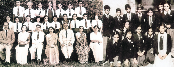 A picture of the 1958 St Thomas School batch and (right) the 1955 batch.