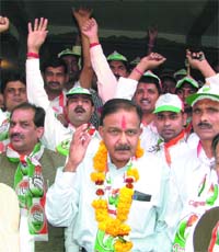 Amod K Kanth after filing his papers from Congress for Sangam Vihar assembly constituency