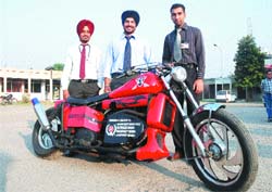 Students of the CT Group of Institutions with their 800cc bike