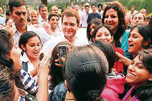 Congress general secretary Rahul Gandhi at St Stephens College in New Delhi on Tuesday.