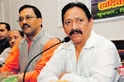 Former Test player and present United Cricket Association-Uttarakhands President, Chetan Chauhan addresses press conference at Dehradun. 