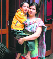 Raghav with his mother.