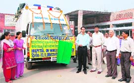 Deputy commissioner Nitin Yadav flags off the ambulance-cum-hospital  in Jhajjar.