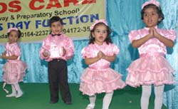 Tiny tots performing at a cultural programme organised on the occasion of Childrens Day at a private school in Bathinda