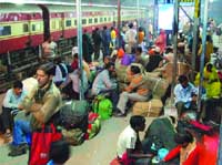 Stranded passengers at the Jalandhar railway station on Friday. 
