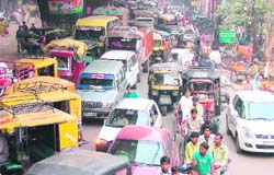 Traffic chaos near Clock Tower in Ludhiana