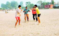 The not-so-called privileged have to make do with a barren piece of land at Dronacharya Stadium, Dadumajra. 