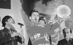 Gurdass Mann performs at Zirakpur on Saturday. 