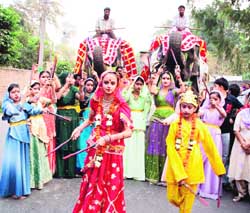 Children participate in the Jagannath Rath Yatra in Ludhiana. 