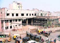 The fire station building where construction was stopped a few days ago.
