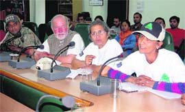 Rina Dhillon (R), who led the Bird Count team to Pauri, shares her experiences on her return to Dehradun on Monday. 