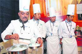 Chef Sarvar Singh Yadav at a workshop held at Madhuban hotel in Dehradun on Monday.