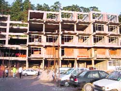 The unauthorised hotel site at McLeodganj that is in controversy. 