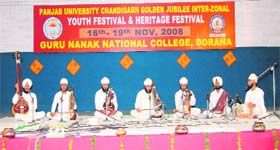 Students perform at the Golden Jubilee Inter-Zonal Youth & Heritage Festival of Panjab University, Chandigarh, at Guru Nanak National College in Doraha