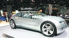 In this file photo, a Chevrolet Volt concept hybrid car is displayed at the New York International Auto Show in New York.