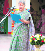 Lalita Prakash, principal of Ashiana Public School, announces the launch of Ashiana Super Achievers Academy of Genius Children in Chandigarh on Tuesday.