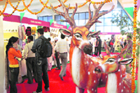 Visitors admire Chandigarhs pavalion at India International Trade Fair at Pragati Maidan, New Delhi, on Monday.