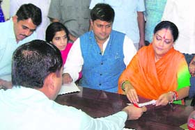 Rajasthan Chief Minister Vasundhara Raje files her nomination in Jhalawar