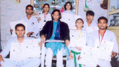 The members of Abohar team, which returned home on Wednesday with many medals from the International Shotokan Karate seminar held at Gurgaon.