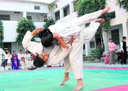 Judokas in action at the Narishilp School on Wednesday.