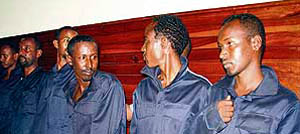 Somali pirates are arraigned in the law courts of Kenya's coastal town of Mombasa on Wednesday.