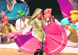 Pioneering performances by female actors in Ajit Singh-Rajbala was the hallmark of Yuva Haryanvi Saang Utsav at Tagore Theatre.