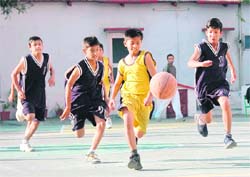 Basketball Tournament underway at Bala Hissar. 