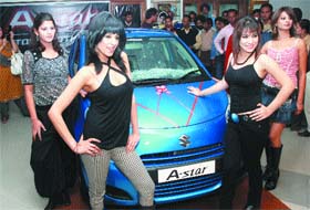 A-Star, the latest offer by Maruti Suzuki, on display at one of the showrooms in Jalandhar