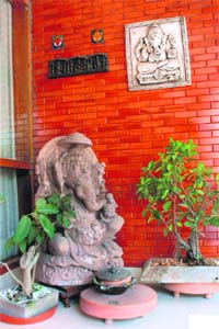 Ganeshas adorn the main door at Rajiv Atma Rams residence
