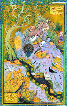 The Birds Assemble. From an illustrated manuscript of the Mantiq al-Tayr Herat, dated AH 888 (AD 1483)