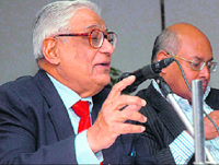 H.K. Dua, Editor-in-Chief, The Tribune, speaks at a media and communication seminar Chandigarh Footprints 2008 at the CII on Sunday.