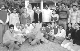 Winners of a science exhibition pose with their trophies at Government Senior Secondary School, Pheelkhana, in Patiala on Sunday.