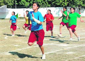 A track event in progress on the Annual Sports Day of Doon International School in Dehradun