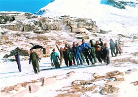 Tourists enjoy natures beauty at the Rohtang Pass
