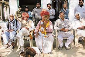 Ram Krishan Sharma (centre) during an election sabha at Nayavaas village in Nadbai tehsil, Rajasthan