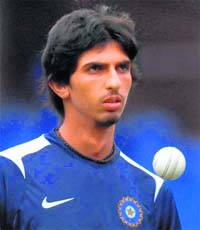 Ishant Sharma with his new hair style during the 4th ODI match