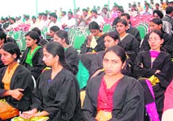 Students at the convocation of Government National PG College in Sirsa