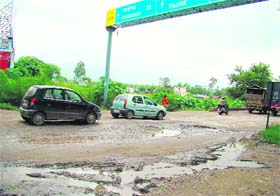 A view of the poorly maintained National Highway No. 21-A