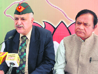 Brig Karan Singh Kotwal, BJP convener, ex-servicemen cell addresses mediapersons in Jammu on Monday.