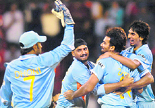 Zaheer Khan (2nd-R) has been of great help throughout the series and has taken extra initiative to help others. It has worked for us and we should be thankful to him.  Dhoni