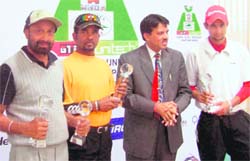 Anura Rohana, Manpal Singh, Col Harpreet and Zubin Nijhawan, who won the Pro-Am event of the Haryana Open Golf at the Panchkula Golf Club on Tuesday. 