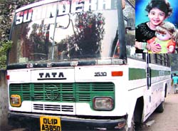 A six-year-old student of Kulachi Hansraj Model School was crushed by her school bus in North West Delhi