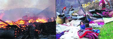 A devastating fire which destroyed 35 houses and rendered about 180 persons homeless in severe cold conditions at Solang village, around 13 km from Manali